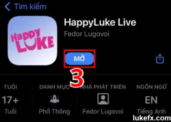 Mở app HappyLuke