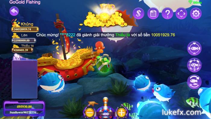 Giao diện game bắn cá online ăn tiền thật tại Happyluke