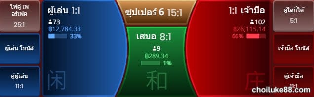 ประเภทเดิมพัน & อัตราจ่าย Baccarat